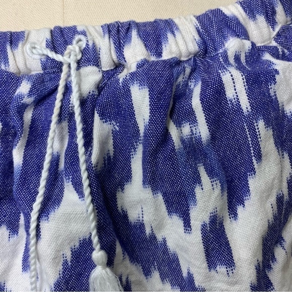 MADEWELL White Blue Southwestern Off Shoulder Top Coastal Pullover Blouse Sz M - Picture 6 of 11